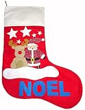 48 Oversized Red Noel Santa & Reindeer Christmas Stocking