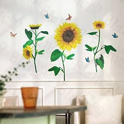 Butterflies and Sunflowers - X-Large Wall Decals Stickers Appliques Home Decor