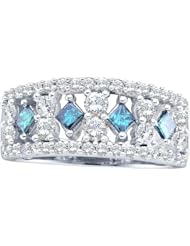1.25CTW ROUND AND PRINCESS BLUE DIAMOND FASHION BAND