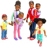 Image Mother, Father, Baby, Sister and Brother Loving Family Doll Set African American