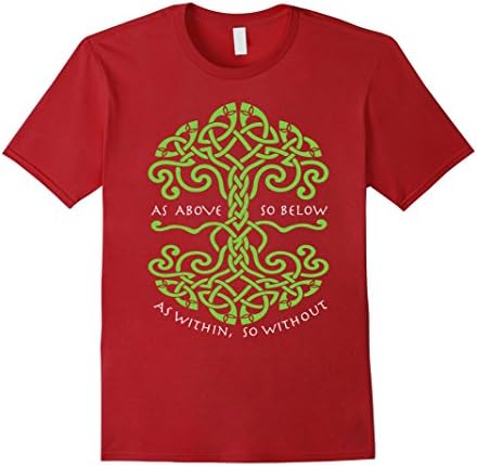 As Above So Below Wiccan Pagan T-Shirt - Male 2XL - Cranberry