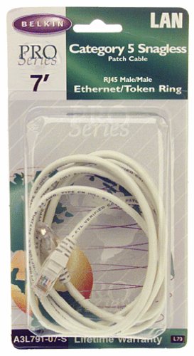 Belkin A3L791-S 7-Foot RJ45 CAT 5e Snagless Molded Patch Cable (Gray)