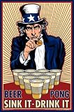 Beer Pong (Uncle Sam) Art Poster Print - 24 X 36