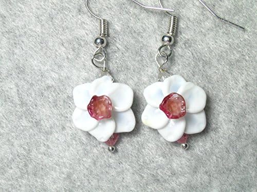 Lampwork Glass Daffodil Earrings and Swarovski Crystals