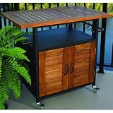 Outdoor Great Room PBC-WD Bistro Series 36-Inch Grill-and-Serving Cart with Eucalyptus-Wood Top and Doors