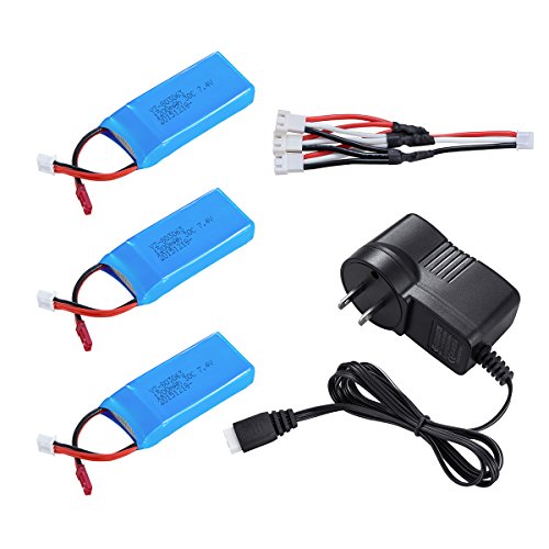 Feifan YiZhan Tarantula JJRC X6 RC Quadcopter Spare Parts 7.4V 1200mah Battery with AC Charger with 3in1 Cable