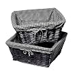 Set of 2 Woven Storage Baskets - Black/Black Gingham (16")