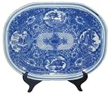 Blue and white serving platter - 17 porcelain