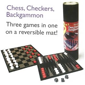 Chess, Checkers Backgammon Tin by Corners of the World