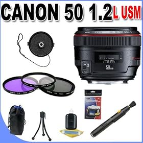 Canon EF 50mm f/1.2 L USM Lens for Canon Digital SLR Cameras + UV Filter + Lens Pouch + Lens Pen Cleaner + Accessory Saver Bundle!