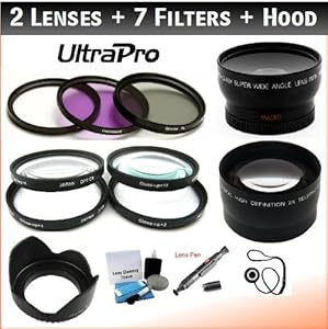 NEW 52mm Essential Lens + Filter Bundle, Includes 2x Telephoto Lens + 0.45x HD Wide Angle Lens w/Macro + 3-piece Filter Kit (UV, CPL, FL-D) + 4-Piece Close-Up Filter Kit (+1, +2, +4, +10) + Digital Tulip Lens Hood + Lens Cleaning Pen + Lens Cap Keeper + UltraPro Essential Lens Cleaning Kit. For The Canon EOS 6D, 7D, 60D Digital SLR Cameras Which Has Any Of These (60mm, 50mm 1.8) Canon Lenses.
