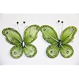 Gift Square 4" Organza Butterfly Clip Wedding Favor 20 Pack - Moss Green