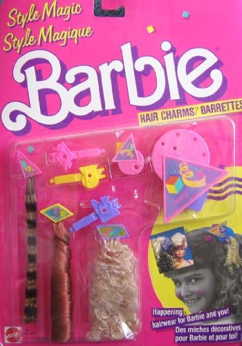 Style Magic BARBIE Hair Charms / Barrettes w Extra Hair (1988 Mattel Canada)