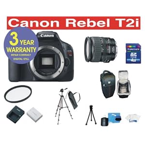 Canon EOS Rebel T2i EF-S 18 MP Digital Camera with Canon EF 18-135mm f/3.5-5.6 IS Standard Zoom Lens + 4 GB High Speed Memory Card + Camera Holster Case + UV Filter + 6 Piece Digital Camera Accessory Kit + 3 Year CELLTIME Extended Warranty