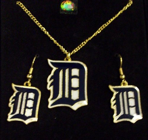 Detroit Tigers MLB Pendant w/chain & Earring Gift Set