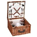 Household Essentials ML-2654 Woven-Willow Square-Shaped 2-Person Picnic-Basket Set