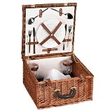 Household Essentials ML-2654 Woven-Willow Square-Shaped 2-Person Picnic-Basket Set