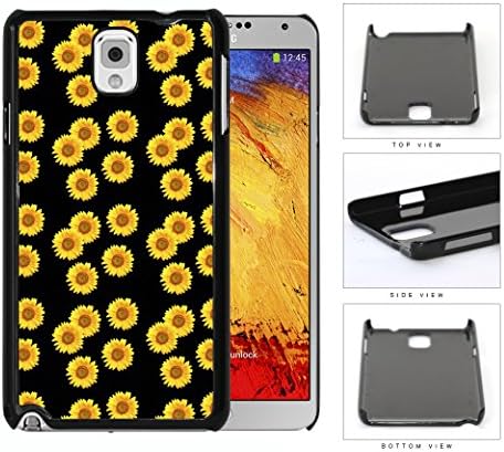 Yellow Sunflower Pattern on Black Background NUE Designs Hard Plastic Snap On Cell Phone Case Samsung Galaxy Note 3 III N9000 N9002 N9005
