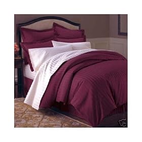 300TC Egyptian Cotton TWIN BURGUNDY STRIPE SHEET SET BY MARRIKAS