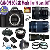 Canon EOS 5D MARK II 9 Lens Deluxe Kit with EF-S 28-135mm f/3.5-5.6 IS USM Standard Zoom Lens & EF 75-300mm f/4-5.6 III Telephoto Zoom Lens + 500 Telephoto Preset Lens + 16GB Deluxe Accessory Kit + 3 Year Celltime Warranty