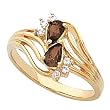 14K Yellow Gold Smoky Quartz and Diamond Ring