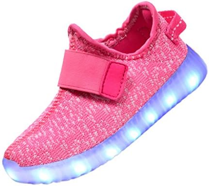 ERUPT Unisex Kids Casual Fashion Sneakers Breathable Athletic Sports Light Up Shoes with LED, pink 30M