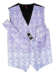 Brand Q Wedding Vest Set Violet Paisley 3pcs Tuxedo Vest + Necktie +... by Brand Q
