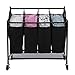 SONGMICS 4-Bag Rolling Laundry Sorter Cart Heavy-duty w' 4 Casters Black URLS95H