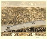 Bird's eye view of the city of Lexington, Lafayette Co., Missouri 1869. Drawn by A. Ruger., large historic panoramic map reprint 43x36