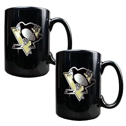 Pittsburgh Penguins NHL 2pc Black Ceramic Mug Set - Primary Logo by Great American Products