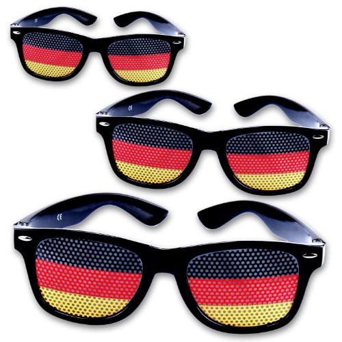 Coole Fanbrille Sonnenbrille WM Deutschland Brille in schwarz rot gold (3er Set)