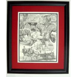 Oklahoma Sooners - "Moment of Glory" Framed Black and White Lithograph By Joe Belt From Sports Mark