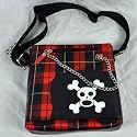 Red Plaid Skull Punk Purse Bag Rockabilly 50s Pinup Emo