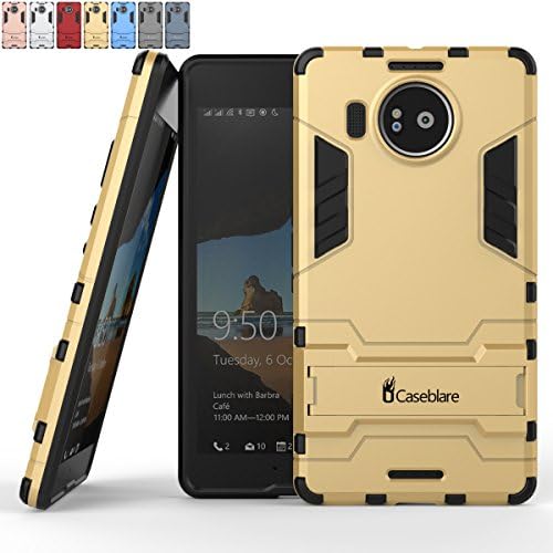 Caseblare Microsoft lumia 950 XL Tough slim kickstand case lightweight titan case shockproof drop protection Gold