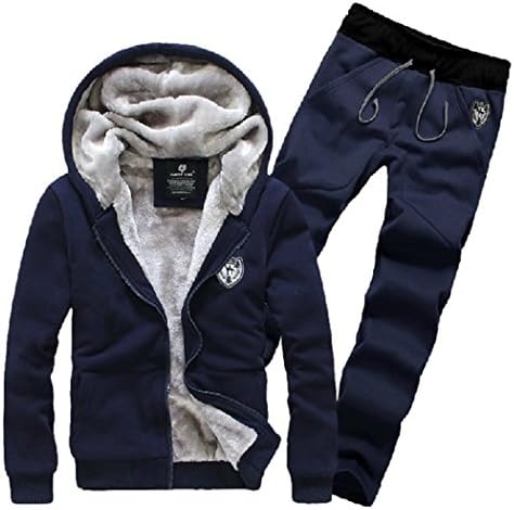 Men's Winter Hoodie Set Velvet Lining Thick Switsuit (Jacket and Pants)