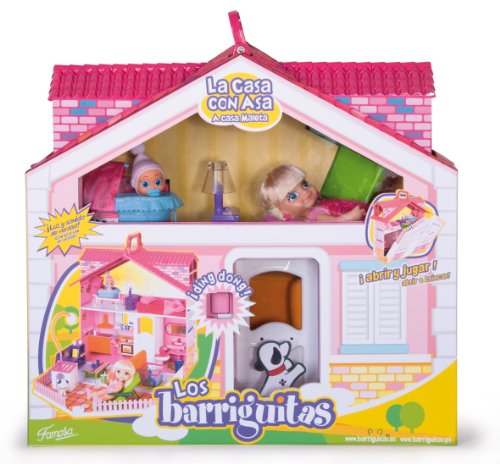 Imagen 2 de Famosa Los barriguitas Casa con asa - Casa de juguete con luz y sonido, incluye asa de transporte, accesorios y 3 figuras