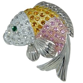 Pink And Orange Fish Animal Pin Brooch by Pugster