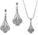STERLING SILVER MARCASITE EARRING AND PENDANT SET