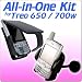 Ultimate All-In-One (combo) Kit for (PDA) Treo 650 / 700w / 700p - Leather Case + Holster + PDA Holder + Travel and Car Charger