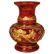 Handmade Crimson Lacquer Vase With Handcrafted Gold Trim And Inlaid Glass (Thailand)