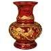 EXP Handmade Crimson Lacquer Vase With Handcrafted Gold Trim And Inlaid Glass (Thailand)
