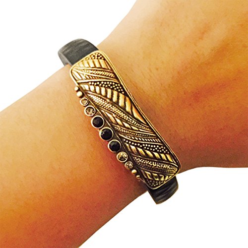 Charm to Accessorize the Vivofit, Vivosmart, Fitbit Flex, Xiaomi Mi and Jawbone Up - The ALANA Vintage Looking Rhinestone Charm in Gold to Dress Up Your Favorite Fitness Tracker (Gold, Fitbit Flex)