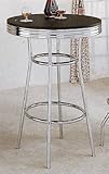 Retro Soda Fountain Style Bar Table w/Chrome Plating & Black Top