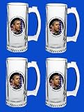 Set Of 4 Barack Obama Commemorative Beer Mug Glasses Steins – In Stock, Ships Right Away