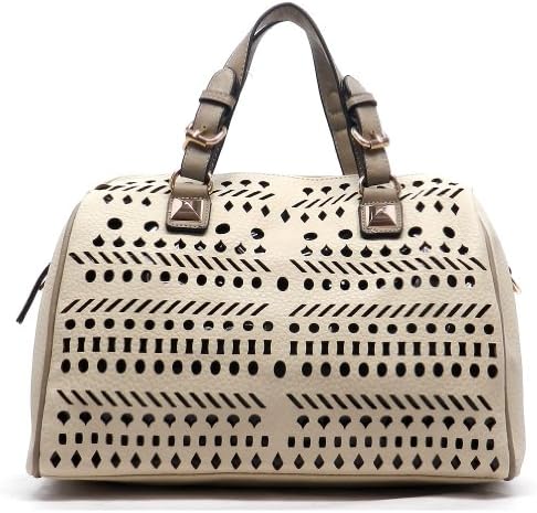 MyLUX Studded PU Leather or Laser Cut texture Satchel bag (36207beige)