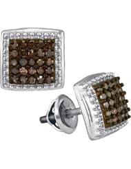 10KT White Gold 0.50 CTW-Diamond Micro-Pave Earring