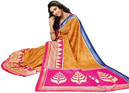 Vipul Indian, Pakistani &amp; Bollywood Designer Silk Orange Pink Printed Saree