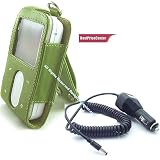 Green Belt Clip Carrying Case for Creative Zen Vision + Car Charger for Creative Zen Vision M