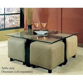 Coffee Table with Beveled Glass Top and Black Metal Frame