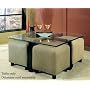 Coffee Table with Beveled Glass Top and Black Metal Frame